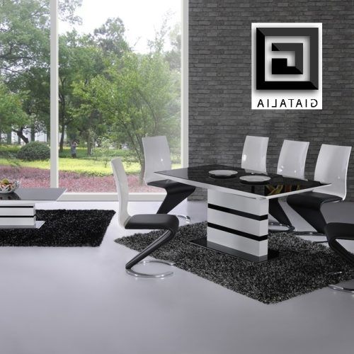 Black Glass Extending Dining Tables 6 Chairs (Photo 8 of 20)
