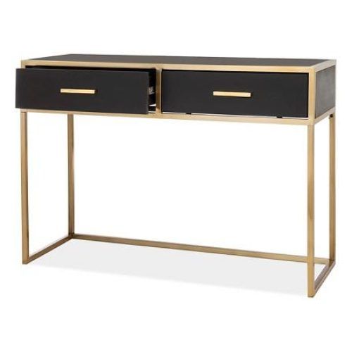 Walnut Wood And Gold Metal Console Tables (Photo 1 of 20)