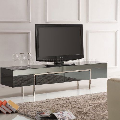 Modern Black Tv Stands On Wheels With Metal Cart (Photo 11 of 20)