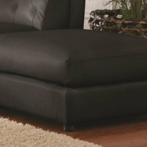 Black Leather And Gray Canvas Pouf Ottomans (Photo 20 of 20)