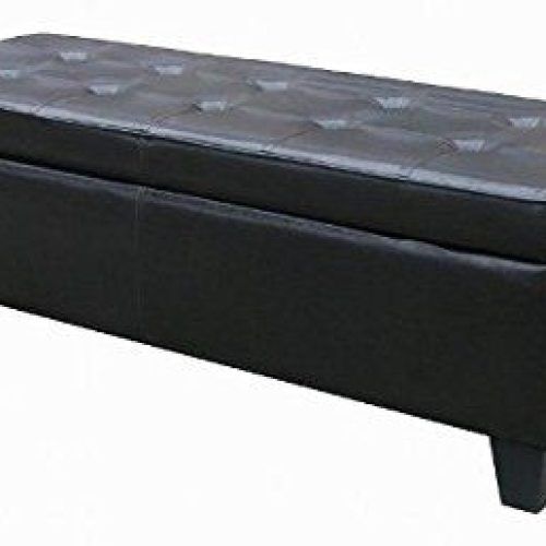 Black Leather And Bronze Steel Tufted Ottomans (Photo 9 of 20)