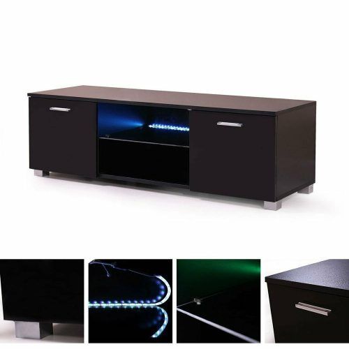 57'' Led Tv Stands With Rgb Led Light And Glass Shelves (Photo 1 of 20)