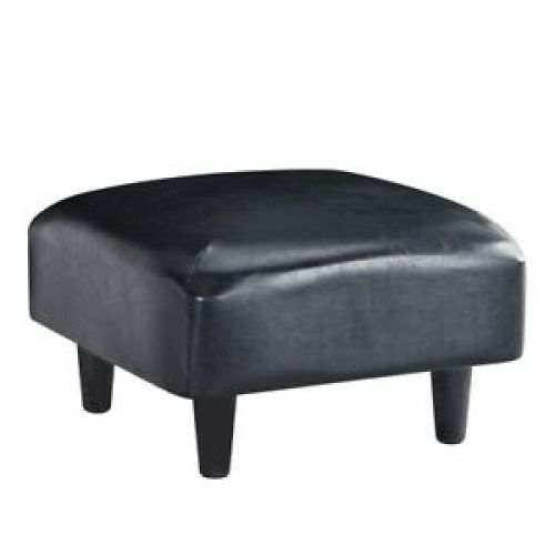 Black Leather And Gray Canvas Pouf Ottomans (Photo 12 of 20)