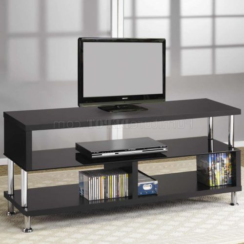 Modern Black Tv Stands On Wheels With Metal Cart (Photo 10 of 20)