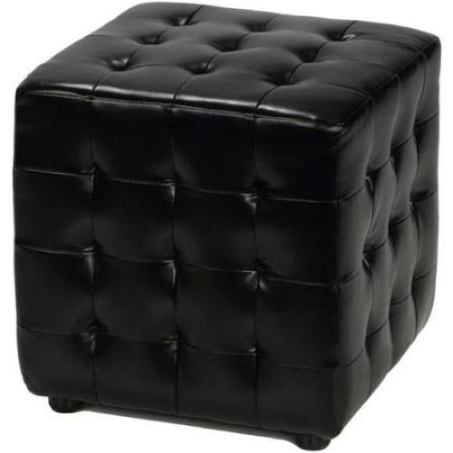 Black Faux Leather Tufted Ottomans (Photo 6 of 20)