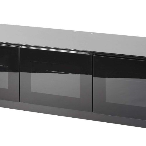 Black Tv Stands With Glass Doors (Photo 5 of 15)