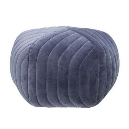 Dark Blue And Navy Cotton Pouf Ottomans (Photo 14 of 20)