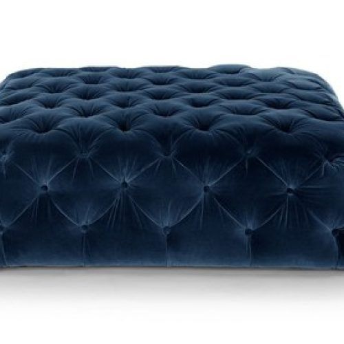 Blue Fabric Tufted Surfboard Ottomans (Photo 3 of 20)