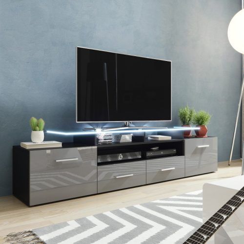 Tv Stands Cabinet Media Console Shelves 2 Drawers With Led Light (Photo 11 of 20)