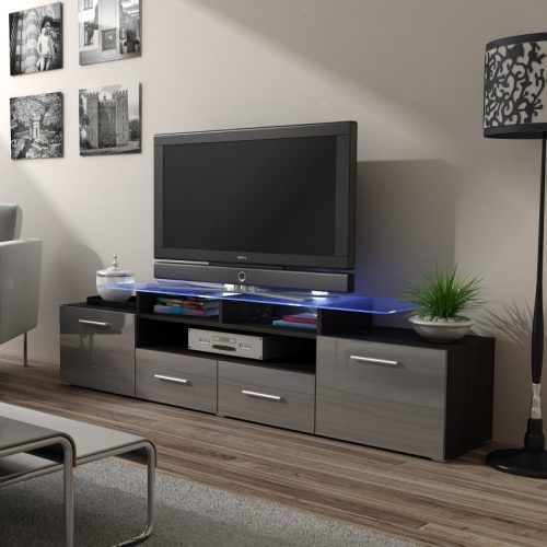 Zimtown Tv Stands With High Gloss Led Lights (Photo 8 of 20)