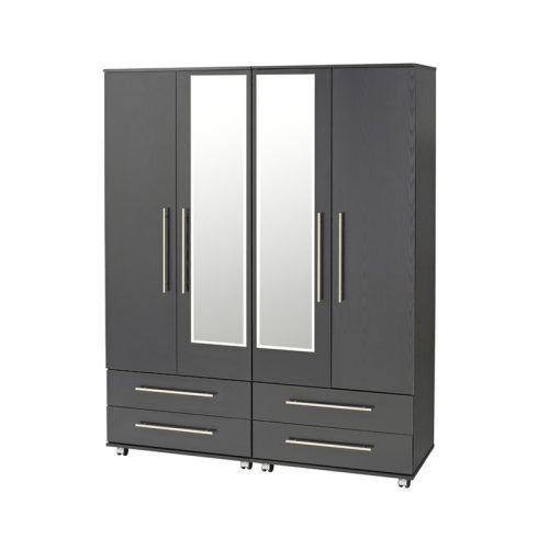 4 Door Wardrobes With Mirror And Drawers (Photo 4 of 20)