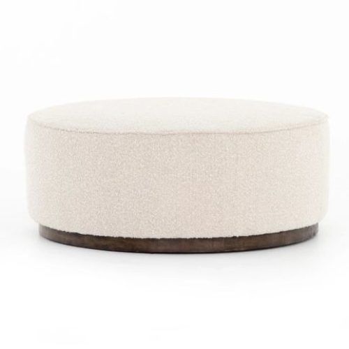 Brown Leather Round Pouf Ottomans (Photo 11 of 20)