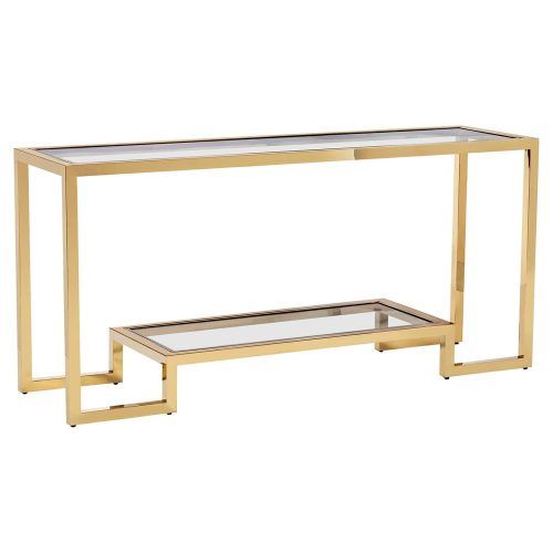 Elke Glass Console Tables With Brass Base (Photo 16 of 20)