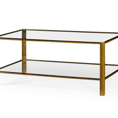 Rectangular Brass Finish And Glass Coffee Tables (Photo 2 of 20)
