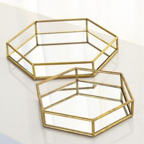 Round Gold Metal Cage Nesting Ottomans Set Of 2 (Photo 11 of 20)