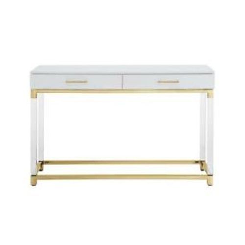 White Gloss And Maple Cream Console Tables (Photo 6 of 20)