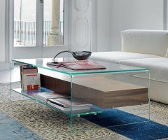 2024 Latest Glass Coffee Tables with Storage Shelf