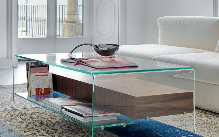 Glass Coffee Tables with Storage Shelf