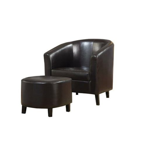 Annegret Faux Leather Barrel Chair And Ottoman Sets (Photo 6 of 20)