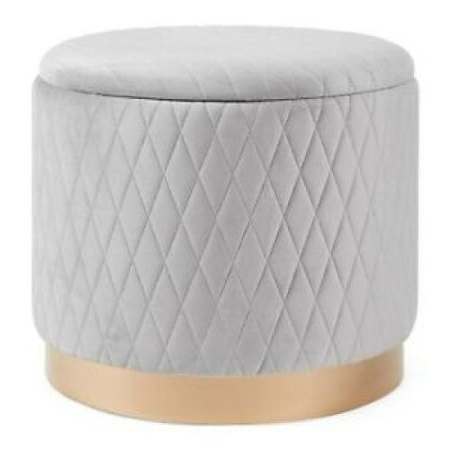 Round Gray Faux Leather Ottomans With Pull Tab (Photo 14 of 20)