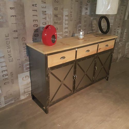 Industrial Style 3-Drawer Buffets (Photo 8 of 20)