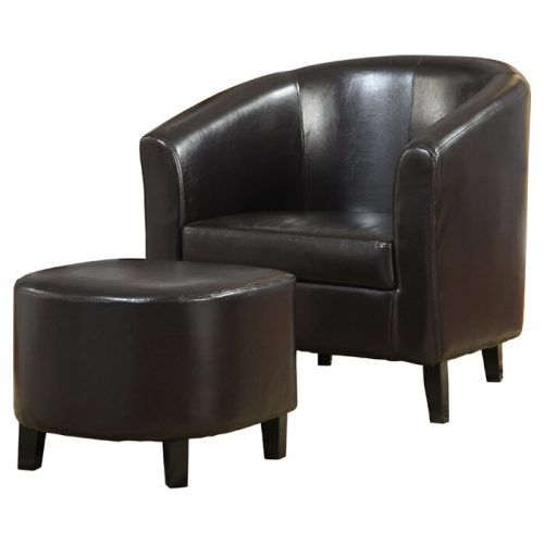 Lucea Faux Leather Barrel Chairs And Ottoman (Photo 8 of 20)