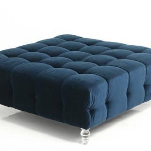 Dark Blue And Navy Cotton Pouf Ottomans (Photo 19 of 20)