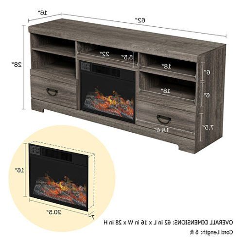 Tv Stands Cabinet Media Console Shelves 2 Drawers With Led Light (Photo 15 of 20)