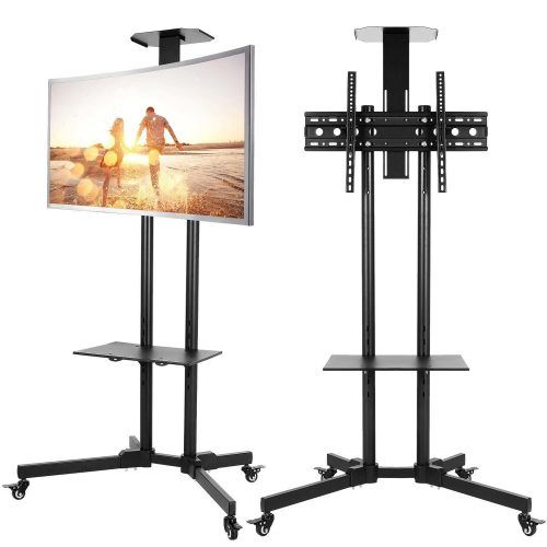 Rolling Tv Stands With Wheels With Adjustable Metal Shelf (Photo 4 of 20)