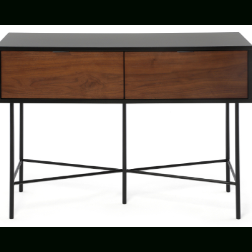 Walnut Wood And Gold Metal Console Tables (Photo 3 of 20)