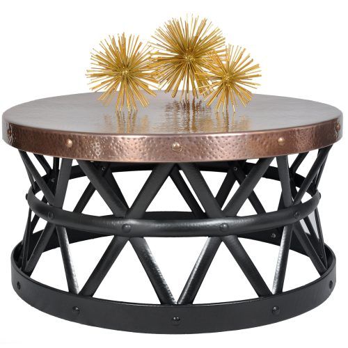 Adeco Accent Postmodernism Drum Shape Black Metal Coffee Tables (Photo 15 of 20)