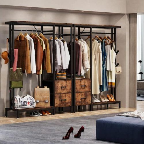 Wardrobes With Cover Clothes Rack (Photo 6 of 20)