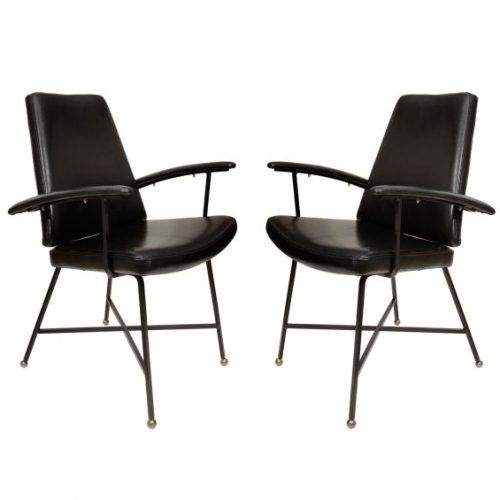 Caira Black Upholstered Arm Chairs (Photo 1 of 20)