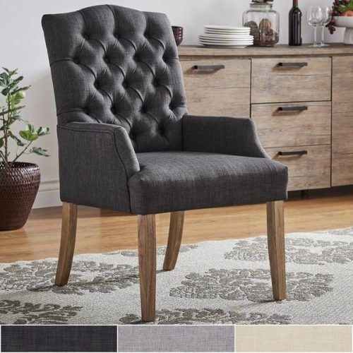 Caira Black Upholstered Arm Chairs (Photo 17 of 20)
