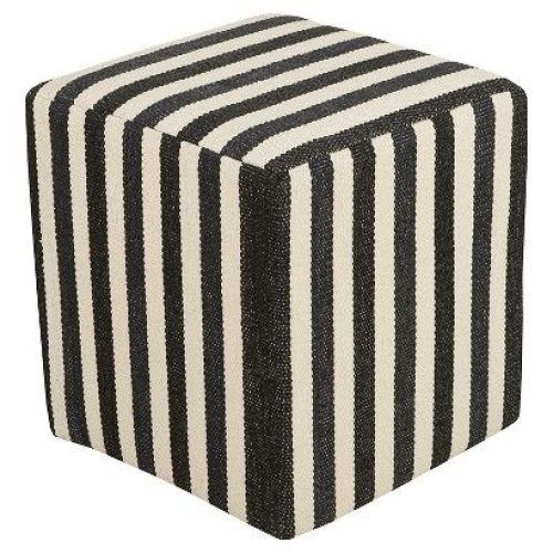 Gray And Cream Geometric Cuboid Pouf Ottomans (Photo 16 of 20)