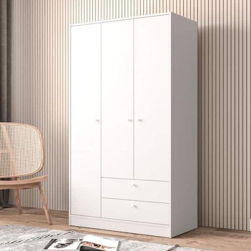 White 3 Door Wardrobes With Drawers (Photo 6 of 20)