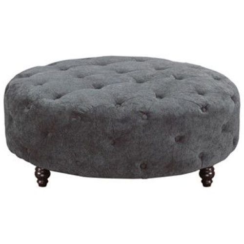 Cream Fabric Tufted Oval Ottomans (Photo 14 of 20)