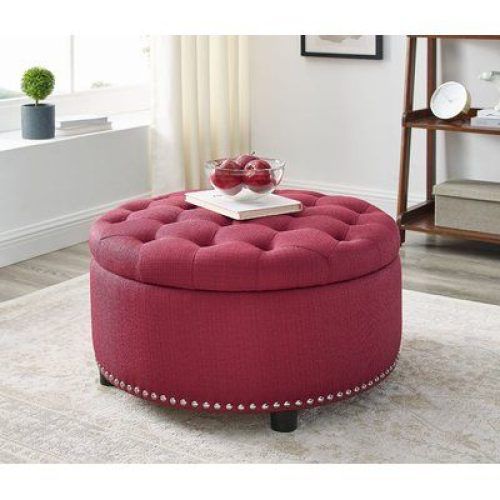 Light Gray Tufted Round Wood Ottomans With Storage (Photo 18 of 20)