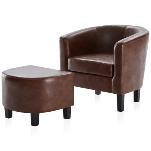 Gilad Faux Leather Barrel Chairs (Photo 4 of 20)