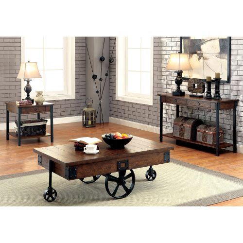 Furniture Of America Charlotte Weathered Oak Glass Top Coffee Tables (Photo 6 of 20)