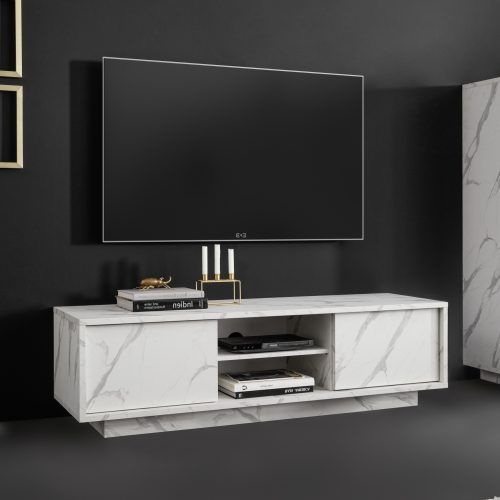 Tv Stands With 2 Open Shelves 2 Drawers High Gloss Tv Unis (Photo 2 of 20)