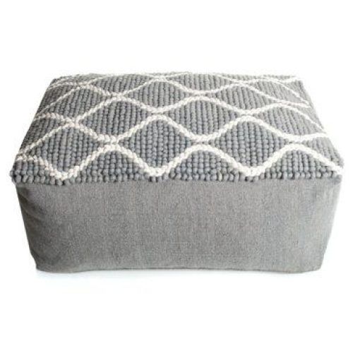 Charcoal And White Wool Pouf Ottomans (Photo 14 of 20)