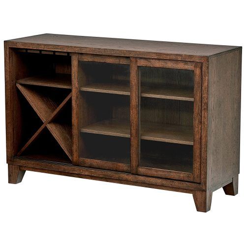 Contemporary Wooden Buffets With Four Open Compartments And Metal Tapered Legs (Photo 18 of 20)