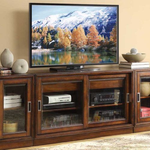 Whalen Shelf Tv Stands With Floater Mount In Weathered Dark Pine Finish (Photo 16 of 20)