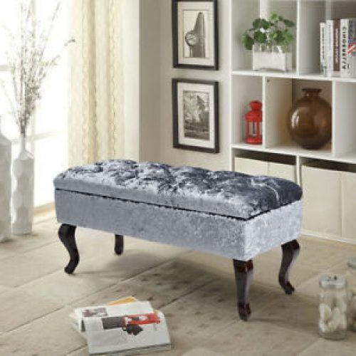 Gray Velvet Ottomans With Ample Storage (Photo 8 of 20)