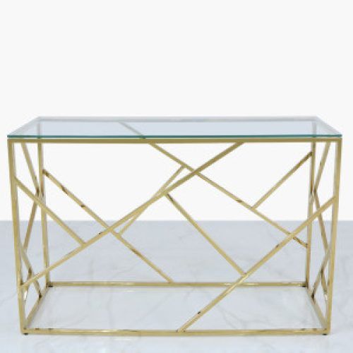 Walnut Wood And Gold Metal Console Tables (Photo 16 of 20)