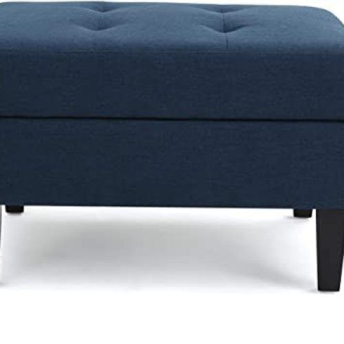 Dark Blue And Navy Cotton Pouf Ottomans (Photo 6 of 20)