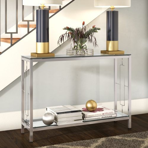 Natural Wood Mirrored Media Console Tables (Photo 20 of 20)