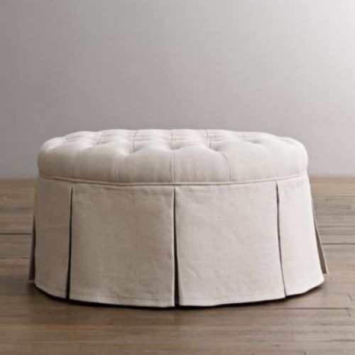 Cream Wool Felted Pouf Ottomans (Photo 4 of 20)