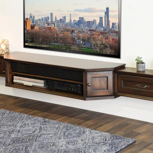 Whalen Shelf Tv Stands With Floater Mount In Weathered Dark Pine Finish (Photo 11 of 20)